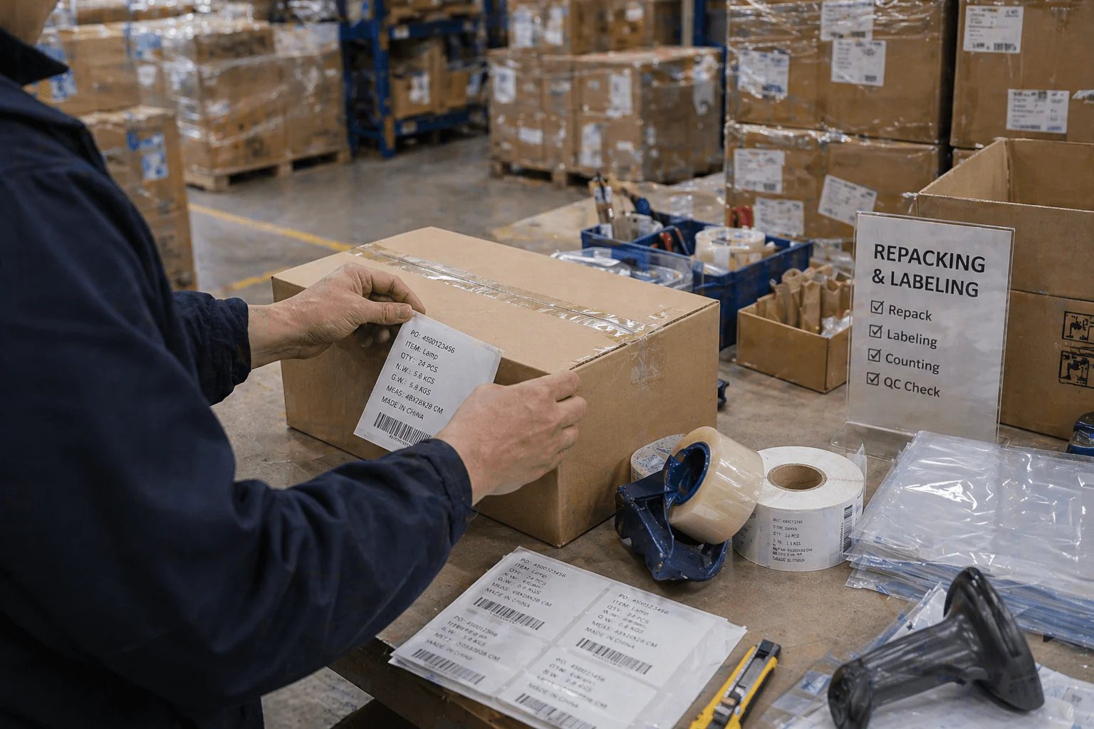 Embalagem e reembalagem exportação